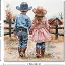 DRLWGTY Farmhouse Western Wall Art, Cowboy Kids Ranch Canvas Painting with Hand-Painted Texture Accents, Rustic Country Wall Decor for Living Room Bedroom, Ready to Hang, 24L"24W"