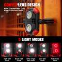 Adelante 2Pack Rechargeable LED Work Light with Magnetic Bases, 2500LM 6500K 12 Hours Long Lasting, Mobile Charger, 360Rotating Stand Waterproof USB Portable Flood Light for Mechanics, Repairing