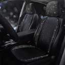 Luxury PU Leather Auto Seat Cover Protector Rhinestone Crystal Glitter Vehicles Front Seat Pad Mat Bling Bling Diamond Car Interior Accessories for Women, Lady - Universal Fit Black 2Seats
