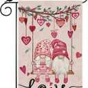Valentines Day Romantic Swing Gnome Love Hearts Garden Flag Yard Flag 12x18 Inch Double Sided Small Mini Yard Outdoor Outside Holiday Decoration (12x18 Inch)