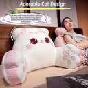 Cute Kitty Rest Reading Pillow for Adults, Kawaii Soft Lumbar Pillows Rest Cushion with Washable Cover for Sitting in Bed, Relaxing, Watching TV, Gaming