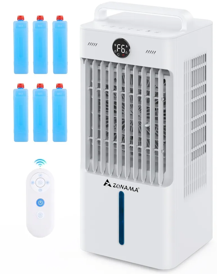 Windowless Portable Air Conditioners with Remote, 3-IN-1 Evaporative Air Cooler with Display, 2.64-Gal Tank for 10H Cooling, 3 Modes & 6 Speeds, 60° Oscillation, 12H Timer, Swamp Cooler for Indoors