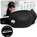 Nidra Contoured Sleep Mask for Side Sleepers Zero Pressure Fit, 100% Light Blocking Eye Shade for Sleeping & Travel Black, Standard Size, Black