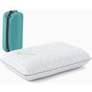 Vaverto Small Memory Foam Bed Pillow for Camping - Compressible Medium Firm, Breathable Cover, Machine Washable, Ideal Backpacking (Original White)