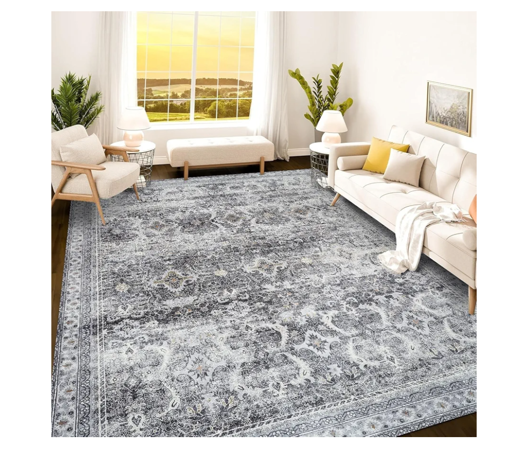 Istana 9x12 Area Rug - Grey 9 x 12 Area Rugs for Living Room - Foldable 9x12 Rugs for Bedroom - Stain Resistant Washable Rug - Eco-Friendly Area Rugs