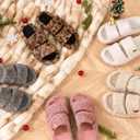 EverFoams Womens Fuzzy Open-toe Slippers Soft Comfy Memory Foam Indoor House Shoes (9-10, Plum Violet)