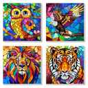 4 Pack Paint by Numbers Kit for Kids Easy Kid Paint by Number Kits Ages 8-12 Animal DIY Painting Kits for Kids Age 4-8 Beginner Paint by Number Canvas with Frame Children Color by Numbers Kit 8x8 Inch