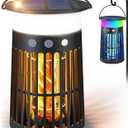 Solar Bug Zapper Outdoor, Portable Electric Mosquito Killer with Panel Sensor, Rechargeable Insect Trap with LED Night Light and Flame Effect, Ideal for Outside Patio, Backyard, and Camping (1 Pack)