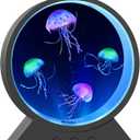 Jellyfish Lamp,Whisper-Quiet Sensory Aquarium Light,7 Color Mood Night Light with Adjustable Water Flow & 8H Timer,Rounded Tank Lamp for Home Office Bedroom Decor for Kids Adults(Black)