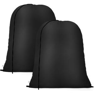 OTraki 20 x 24 inch Laundry Bag 2 Pack Travel Laundry Bags Medium Washable Dirty Clothes Bag Organizer with Drawstring Closure for Camp Fit Laundry Hamper Drying Do Not Exceed 176 Black