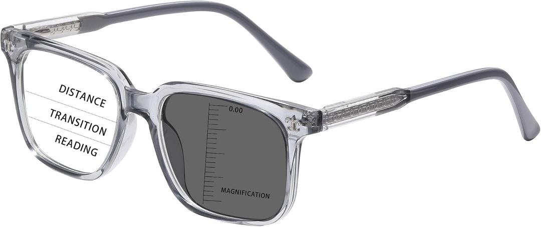 Photochromic Progressive Multifocus Reading Glasses Men Women, Cheaters Reader Transition Sunglasses Spring Hinges