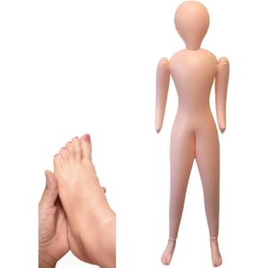 62" Life Size Inflatable Body Mannequin Full Size Inflatable Body Blowup Dolls with Feet, Halloween DIY Decorations Cosplay Props Dummy Halloween Costume Display for Yard Decor (1 PCS with Feet)