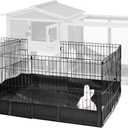 Aivituvin Rabbit Playpen Pet Pen Small Animal Cage with Waterproof Liner - Extension Playpen (Black)