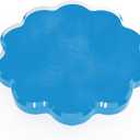 GRAHAM DESIGN Scalloped Acrylic Drink Coaster Set 4Pack with Holder  Blue Minimalist Beverage Coasters, NonSlip Table Protector, Modern Housewarming Gift