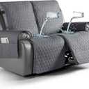 TAOCOCO 100% Waterproof Recliner Cover, Non-Slip Washable Reclining Couch Cover with Elastic Leg Straps, Furniture Protector for Dogs (Dark Gray, 2 Seater)