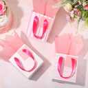 Tenare 12 Pcs Small Gift Bags Mini Metallic Paper Bag Bulk Tiny with Handle Tissue Paper for Gift Wrap Mother's Father's Day Birthday Graduation Party(4 x 2.75 x 4.5 Inch,White Pink Gold)