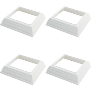 4x4" Post Sleeve Base Cover PVC Deck Post Base Wrap Trim Split Rail Fence for Porch Deck Hand and Stair Rails, 4-Pack White