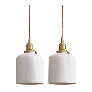 Aeyee Ceramic Pendant Light Fixture Set of 2, Dome Hanging Light, Adjustable Pendant Lighting for Kitchen Island Bedroom