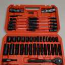 63-Piece Metric 1/4" Drive Socket Set & Nut Driver Set, Impact Standard & Deep Socket Set (4-15mm), 1/4" Hex Shank 6" Magnetic Nut Drivers, Extension Bar, Quick-Release Ratchet handle, Universal Joint