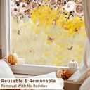 Fall Floral Window Clings Fall Sticker for Glass Window Door Home Office Decor, Autumn Mocha Rose Butterfly