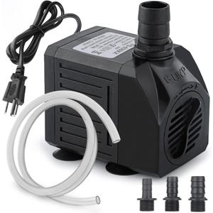 FREESEA Aquarium Submersible Fountain Pump: 30W 550GPH Adjustable Quiet Water Pumps with 7.2ft High Lift for Small Pond | Waterfall | Outdoor | Statuary | Hydroponic (550GPH with tubing) (Black)