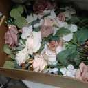 Ling's moment 17.5" Tall Standing Artificial Flowers Arrangements 4 pcs Wedding Aisle Runner Chair Decorations Dusty Rose Cream for Centerpieces Ceremony Reception Rose Floral Party Outdoor