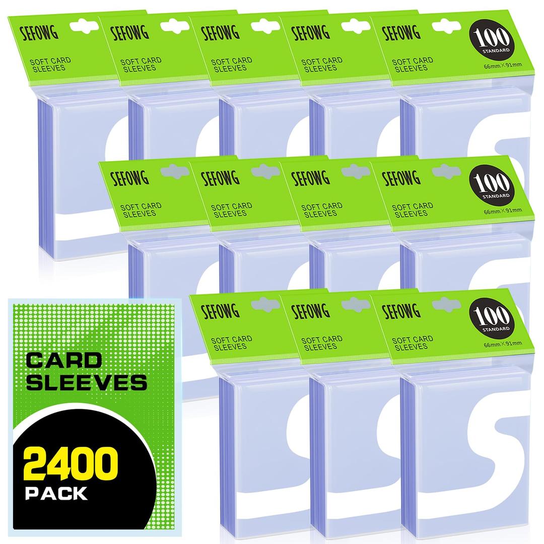 2400ct Clear Card Sleeves for Trading Cards, Baseball Sports Soft Sleeves, Ultra Soft Plastic Card Protector Sleeve for Football, MTG, PKM, Game, Standard Cards