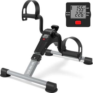 MOMODA Under Desk Pedal Exerciser Mini Bike for Leg/Arm - Foldable Peddler With LCD Display for Home/Office (GREY)