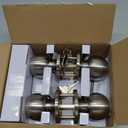 BESTTEN [2 Pack] Entry Door Knob with Lock, Keyed Different Door Lock for Exterior Door and Front Door, Standard Ball, Satin Nickel