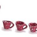 International Miniatures by Classics Dollhouse Miniature Red Spatterware Coffee Pot and Cups