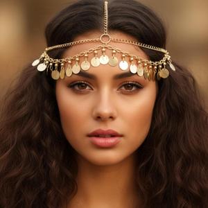 Gold Headpiece, Gold Head Chain with Snake Charm, Egyptian Headpiece for Women,Head Jewelry for Women Costume Headband Hair Accessories Prom Makeup