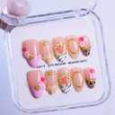 Spring Press On Nails - Maglfell Medium Almond 3D False Nails Women Reusable Finger Printed Nail Tips French Salon Design Artificial nails press ons