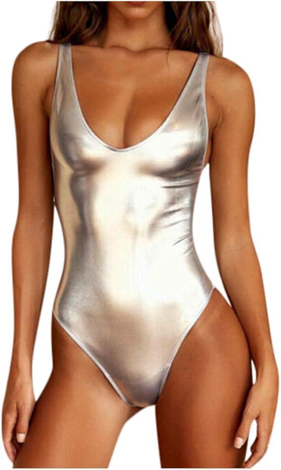 Women Shiny Swimsuis Bikini Bathing Suit, Size L