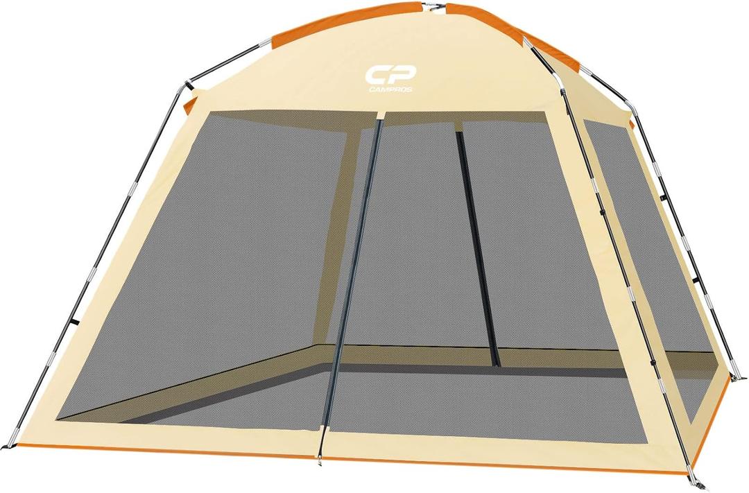 CAMPROS CP Screen House 10 x 10 Ft Screened Mesh Net Wall Canopy Tent Screen Shelter Gazebos for Patios Outdoor Camping Activities - Beige