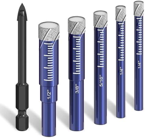 6 PCs Diamond Drill Bits Set for Porcelain, Ceramic, Glass & More - Versatile Tile Drill Bits for Efficient, Precise Drilling