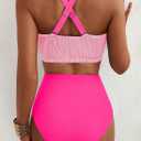 High Waisted Bikini Sets for Women - Textured Whip Stitch 2 Piece Swimsuit Bestselling Summer Beach Bathing Suit (XL)