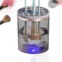 Makeup Brush Cleaner Machine Electric Makeup Brush Cleaner Automatic Cosmetic Brush Cleaner with Brush Clean Mat Spinning Makeup Brush Cleaner Fit For All Size Brush USB Charging Makeup Brush Cleaner (Light Grey)