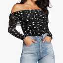 SAUNGKUAI Women's Off The Shoulder Long Sleeve Bodysuit Sexy Slimming Body Suit Tops Sheer Mesh Ruched Fall Outfits 2025.XXL