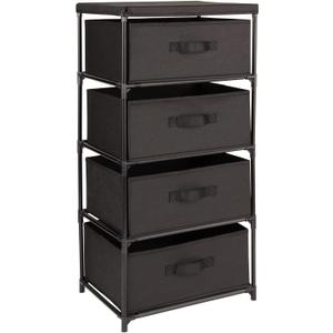 Juvale 4-Tier Fabric Dresser for Closet - 16.5 x 13 x 33 in, Black - Storage Cabinet with Drawers, Closet Drawers & Bedroom Storage