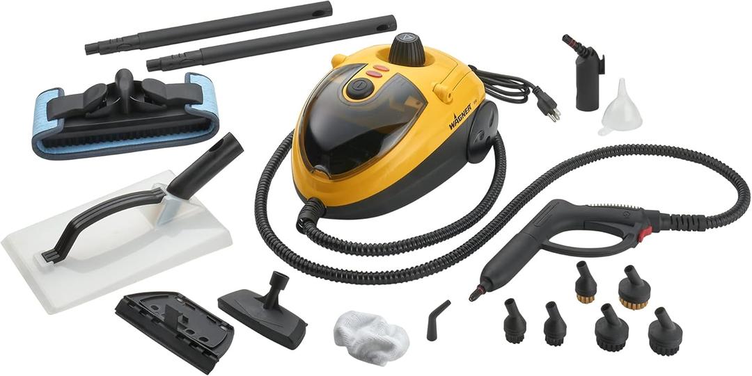 Wagner Spraytech 0282014 915e On-Demand Steam Cleaner & Wallpaper Removal, Multipurpose Power Steamer, 18 Attachments Included (Some Pieces Included in Storage Compartment) For Floor (915 Steam)