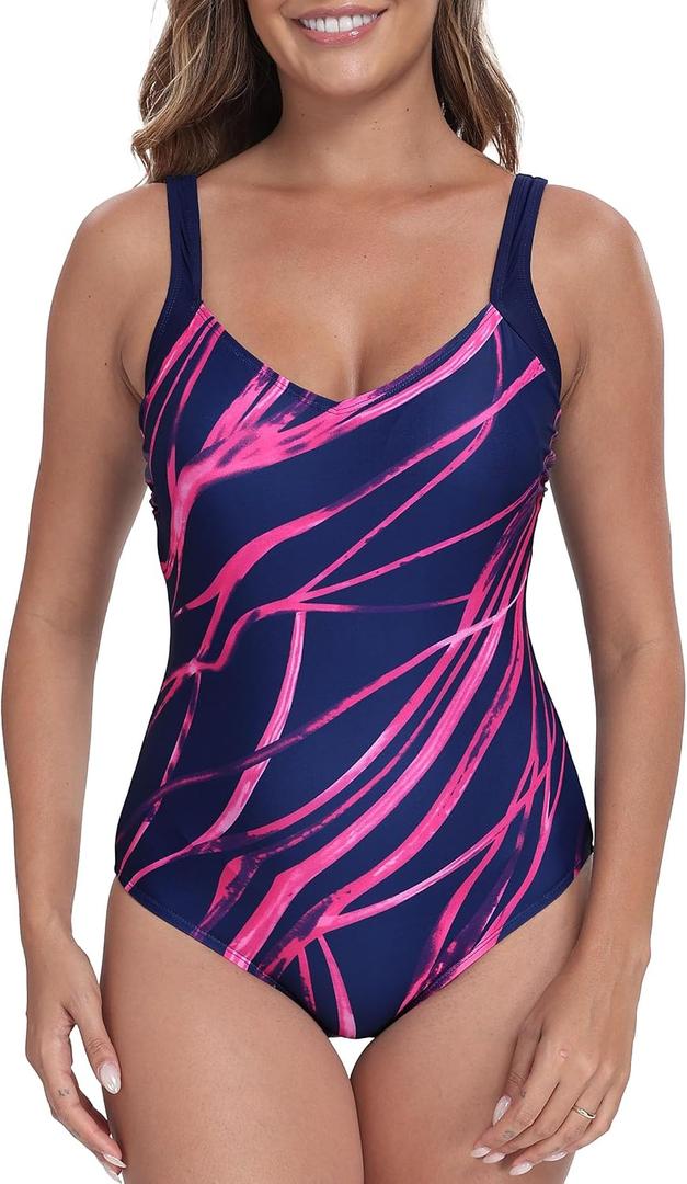 Itzel Women's Twist Front One Piece Swimsuit Ruched Tummy Control