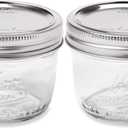 Kerr Wide Mouth Half-Pint Glass Mason Jars 8-Ounces with Lids and Bands (2 Jar-Pack)
