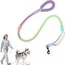Hands Free Dog Leash Dual Handle, Wearable Leashes for Dogs, Padded Waist Belts and Rotating Metal Clip, for Medium and Large Dogs (18+ lbs) Walking Training Running, 4.5FT, Purple-Green