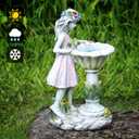 Voveexy Fairy Garden Statue, Solar Garden Angel Figurine with Color Changing Light Outdoor Decoration Waterproof Angel Sculpture for Patio Yard Lawn Porch Art Ornament Christmas Birthday Gift