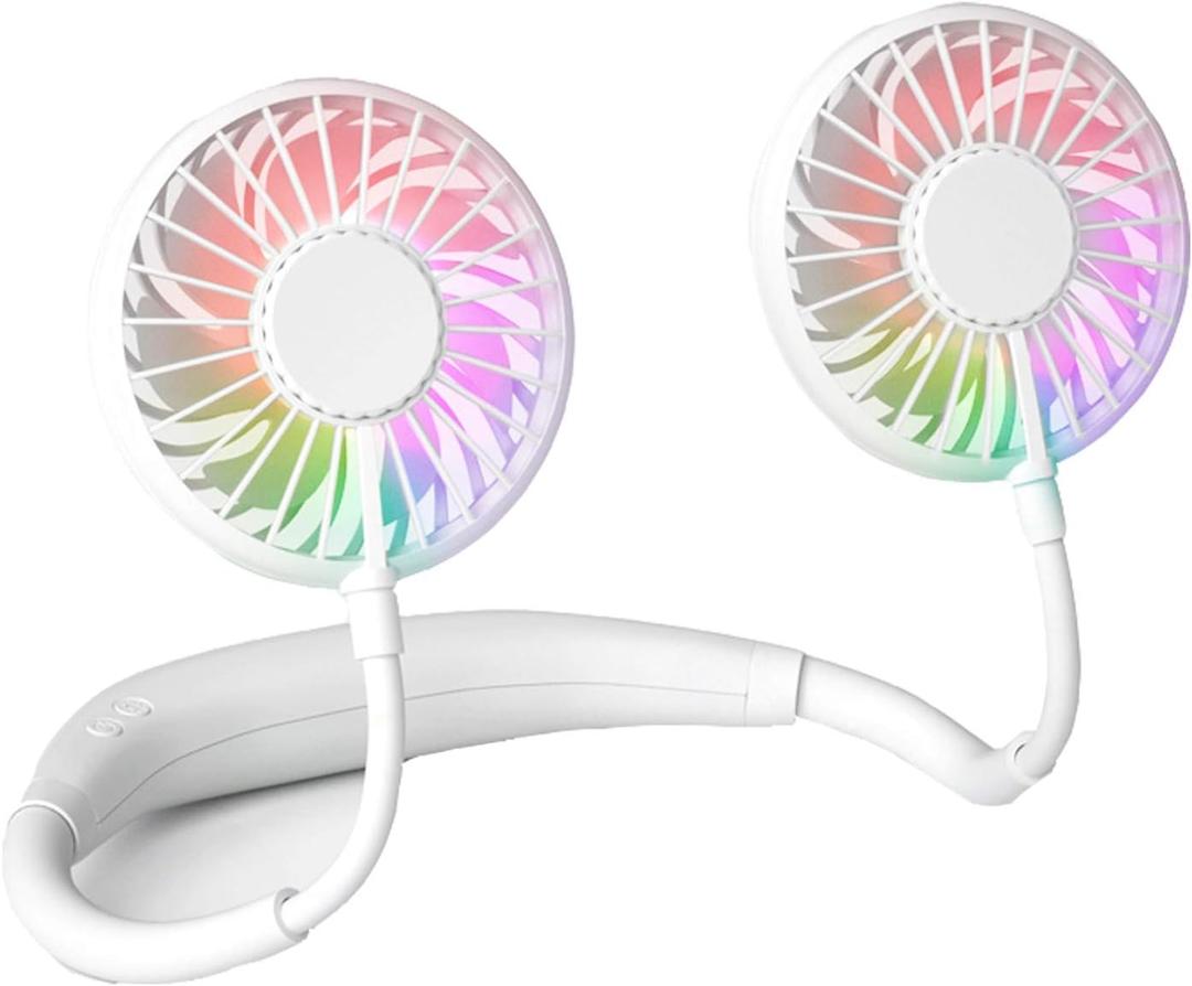Neck Fan, Hands Free Personal Fan 2600mAh, Hang Around Neck Fans, Wearable Small Fan for Outdoor Working Battery Powered Over 12 Hours Constant Cool (White)