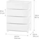 IRIS USA Plastic Drawer Storage Organizer, 4-Drawers, for Classroom Art Supplies Bathroom Dorm Bedroom Laundry Room, Wide, White Frame with Matte White Front Panels