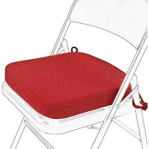 SINOSSO Memory Foam Chair Cushion for Folding Chair 1 Pcs, Thickened 2" Square Kitchen Chair Pad with Ties, Indoor Non-Slip Dining Chair Seat Cushion (1 Piece, Red)