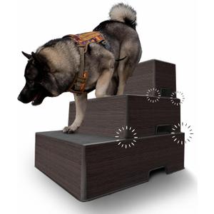Pet Easy Steps Stairs for Dog Cat Bed Sofa Chair - Adjustable Height & Portable - Stable with Rubberized Anti-Slip Mat & Magnetic Alignment - Easy 10 Second Setup - Espresso