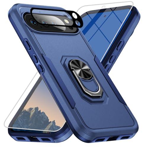 Bonkier for Google Pixel 10 Pro Case [15 FT Military Grade Drop Protection] with Screen Protector & Lens Protector Heavy-Duty Shockproof Kickstand Case for Pixel 10 Pro Dark Blue
