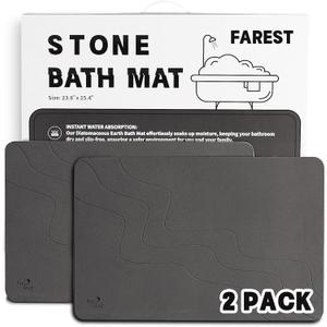Stone Bath Mat Diatomaceous Earth Shower Mat for Bathroom Quick Dry, 24" x 16"